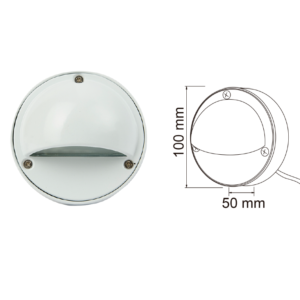 2HLED920DC30B  Luminario para muros y paredes . Acabado. blanco. LED 2W 12V 15,000h. 70º 33lm. Driver remoto (No incluido)