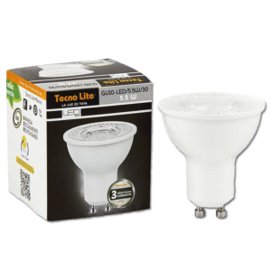 GU10-LED/5.5W/30Foco LED, Modelo: GU10-LED/5.5W/30, Foco Ahorrador, Base: GU10, Tipo de Luz: Blanco Suave Cálido, 3000K, 5.5 Watts, 350 Lumens, Potencia: 100 – 240 Volts.