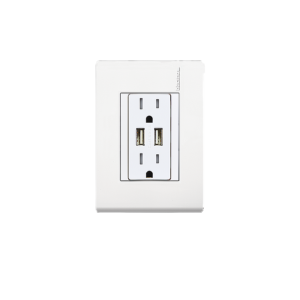 E6028NUSB Placa con 2 conexiones usb para pared y cargador de celulares color blanco