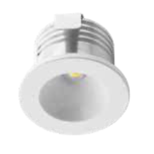 ILUEDY21 Luminario de techo, de led, blanco cálido, 1 Watt, óptica 120°, redondo, de empotrar, aluminio acabado blanco, 85-265V ca, protección IP20