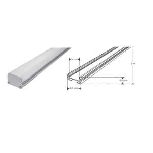 DXA19KIT Kit de perfil para tira extraplana de led, sin ceja, que incluye, perfil rectangular de aluminio de 2 m, mica difusa de 2 m, kit de 2 tapas laterales, kit de 2 grapas, de sobreponer o suspender, protección IP20