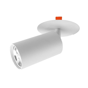 ILU038RGU10W Difusor para lámpara tipo dicroica MR16 GU10 o módulo, de led, redonda tipo cilindro, de empotrar dirigible, aluminio acabado blanco, no incluye lámpara, protección IP20