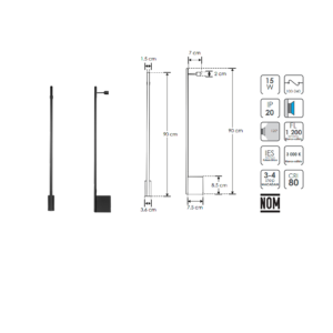ILU9081ALW90N Luminario de 90 cm de pared, de led, blanco cálido, 15 Watts, óptica 120°