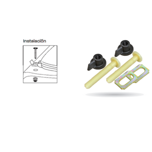 P-B2052 Tornillos para asiento de sanitario 2 Tornillos 2 Tuercas 2 Guasas Medidas de Tornillos 2 1/2″ Largo con plástico
