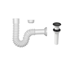 PJ-B001 Extension corrugada color blanca para lavamanos de cocina