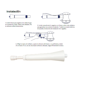PR-E300 Brazo blanco para regadera eléctrica de baño con longitud ajustable 25 cm hasta 35 cm