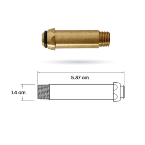 UPP-4 Punta de cobre pol para los tanques de gas Especificaciones Rosca 1/4″ NPT Presión 1.72 Mpa Medidas Longitud 5.37 cm Ancho 1.4 cm se recomienda utilizar la pieza con rosca de maneral lado izquierdo para su instalación