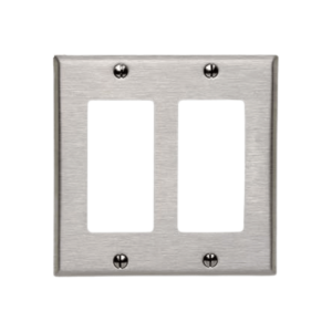 84409-040 Placa Decora de Acero Inoxidable de 2 Ventanas