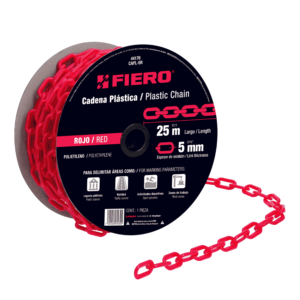 44176-Metro de cadena de 5 mm de plástico roja, carrete de 25 m