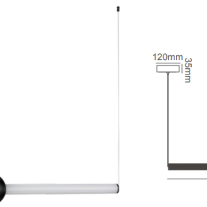 Q10050-BK QUOR CRUZE lampara colgante tubular LED integrado 19w 3000k Luz cálida acabado metal negro BK y cristal