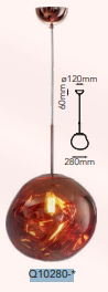 Q10280-BR QUOR MUNCH Lampara colgante esfera (foco no incluido) acabado broce BR y cristal