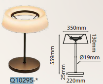 Q10295-WH QUOR CHARLY Luminario de mesa LED integrado 9w 3000k Luz cálida acabado metal blanco WH y acrílico