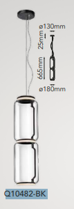 Q10482-BK QUOR MARTINI Lampara colgante LED integrada 20w 3000K Luz cálida acabado negro BK y crista