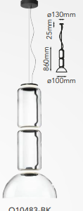 Q10483-BK QUOR MARTINI Lampara colgante LED integrada 25w 3000K Luz cálida acabado negro BK y crista