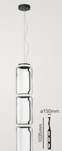 Q10488-BK QUOR MARTINI Lampara colgante LED integrada 30w 3000K Luz cálida acabado negro BK y crista