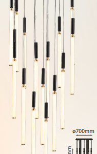 Q20016-BG QUOR ASTOR Lampara colgante 16LED integrada 82w 3000k luz cálida acabado oro cepillado BG y Policarbonato PC