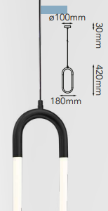 OQ20038-BK QUOR CLIP Lampara colgante LED integrado 8w 3000k Luz cálida acabado negro BK y acrílico