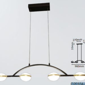Q20104-BK QUOR KAFKA Lampara colgante 4LED integrada 24w 3000k Luz cálida acabado metal color negro BK y acrílico