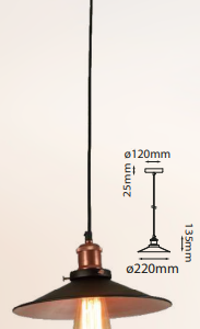 Q25022-BK QUOR KELCH Lampara colgante (foco no incluido) acabado metal color negro y cobre (copia)