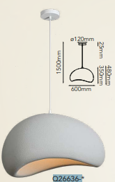 Q26636-GY QUOR GLOBE Lampara colgante (foco no integrado) acabado Gris GY y acrílico