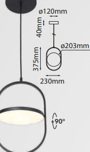 Q27244-BK QUOR BERLIN Lampara colgante LED integrado 18w 3000k luz cálida acabado acero color negro y acrílico blanco