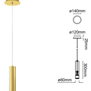 Q30051-GD QUOR MINHA Lampara colgante (foco no integrado) acabado oro GD