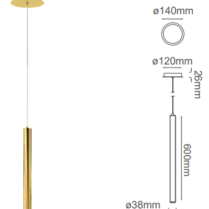 Q30351-GD QUOR MINHA Lampara colgante (foco no integrado) acabado oro GD