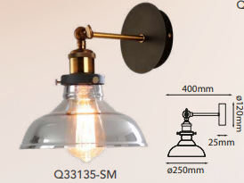Q33135-SM QUOR KELCH Luminaria de muro (foco no incluido) acabado metal y cristal humo SM