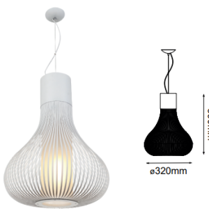 Q47066-WH QUOR ANDY Lampara colgante (foco no incluido) 1L*E26 acabado metal color blanco WH y cristal