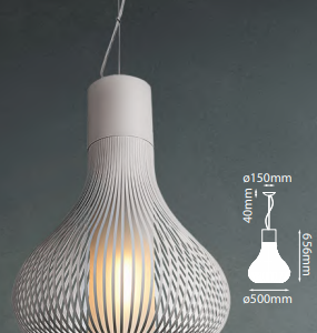 Q47067-WH QUOR ANDY Lampara colgante (foco no incluido) 1L*E26 acabado metal color blanco WH y cristal