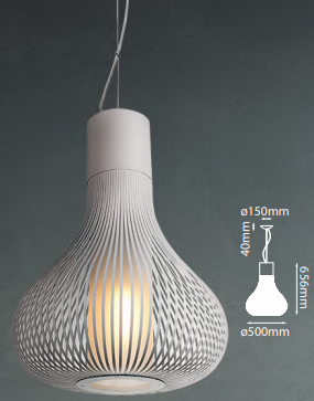 Q47067-WH QUOR ANDY Lampara colgante (foco no incluido) 1L*E26 acabado metal color blanco WH y cristal