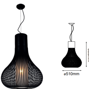 Q47066-BK QUOR ANDY Lampara colgante (foco no incluido) 1L*E26 acabado metal color negro BK y cristal