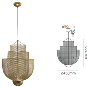 Q48166-GD QUOR CLOÉ Lampara colgante 2LED integrado 15w+3w 3000k Luz cálida acabado oro GD y acrílico