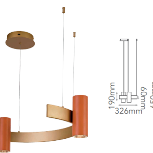 Q50172-TR QUOR HELENA Lampara colgante LED integrada atenuable 3000k,4000k,6000k 16w acabado terracota