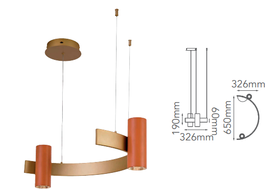 Q50172-TR QUOR HELENA Lampara colgante LED integrada atenuable 3000k,4000k,6000k 16w acabado terracota