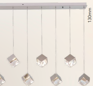 Q50719-CH QUOR KUBRICK Lampara colgante 9LED integrado atenuable 3000k, 4000k, 6000k, 36w acabado cromo CH y cristal