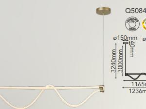 Q50849-GD QUOR ANNA Lampara colgante LED integrada atenuable 33w/38w 3000k, 4000k, 6000k acabado oro GD y silicón blanco