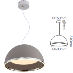 Q60028-GY QUOR HALO lampara colgante LED integrada 60w 3000k Luz cálida acabado Gris GY
