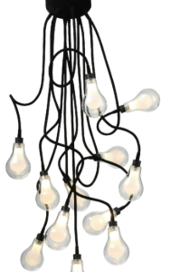 Q60601-BK QUOR KNIPS Lampara colgante 12LED integrada 36w 3000k Luz cálida acabado negro BK y cristal