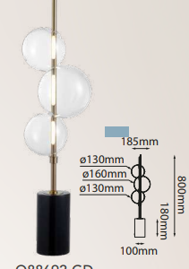 Q88692-GD QUOR DANTE Luminaria de mesa LED integrado 6w 3000k Luz cálida acabado oro GD y cristal