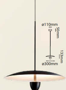 Q89113-BK QUOR IRENE Lampara colgante tipo plato LED integrada 12w 3000k Luz cálida acabado metal color negro BK