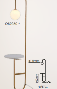 Q89260-BSS QUOR DAISY Lampara de piso (foco no incluido) acabado metal latón BBS y cristal