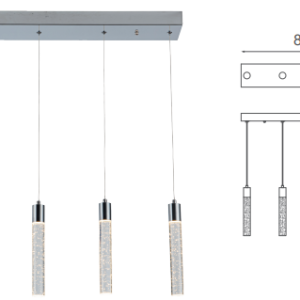 Q90105-CH QUOR MANHATTAN Lampara colgante 5LED integrado atenuable 300k, 4000k, 6000k 6w acabado cromo CH y cristal