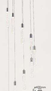 Q90109-CH QUOR MANHATTAN Lampara colgante 9LED integrado atenuable 300k, 4000k, 6000k 43w acabado cromo CH y cristal