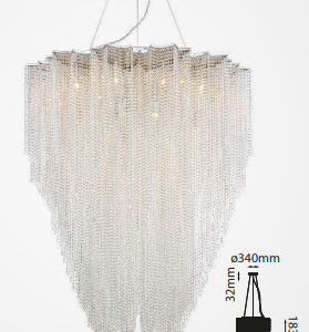 Q90682-CL QUOR CASCADE Lampara colgante tipo cascada (foco no incluido) acabado cristal biselado CL