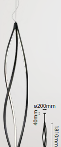 Q98252-BK QUOR AKI Lampara colgante vertical LED integrado 48w 3000k luz cálida acabado metal color negro BK y mica difusora de acrílico blanco