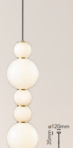 Q10346-GD QUOR TRIBECA Lampara colgante y esferas de cristal blanco LED integrado 39w 3000k Luz cálida acabado oro GD