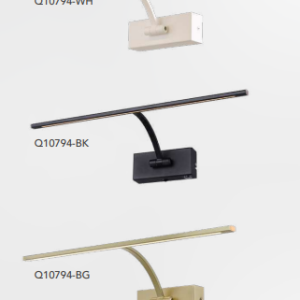 Q10794-BG/BK/WH QUOR STARR Luminaria de muro LED integrado 8w 3000k Luz cálida acabado oro cepillado BG, negro BK, blanco WH y mica difusora