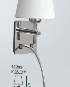 Q13102-CH QUOR ZIMMER Luminario de muro 1LED integrada (foco no incluido) acabado cromo CH