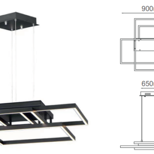 Q18006-BK QUOR SKETCH Lampara colgante LED integrado 82W 3000k Luz cálida acabado negro BK